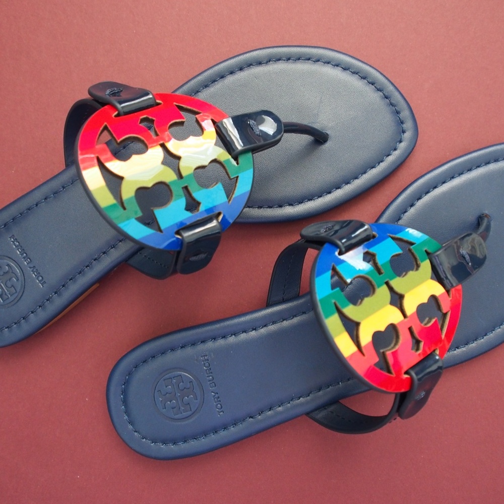 Tory Burch Bright Rainbow Miller Sandals S 7.5